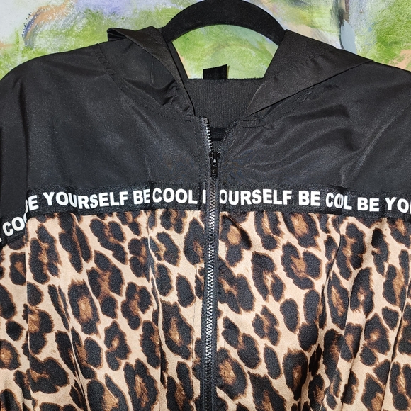 Leopard Print Crop Jacket Jogger Pants Set BE COOL BE YOURSELF Athleisure - Picture 8 of 12